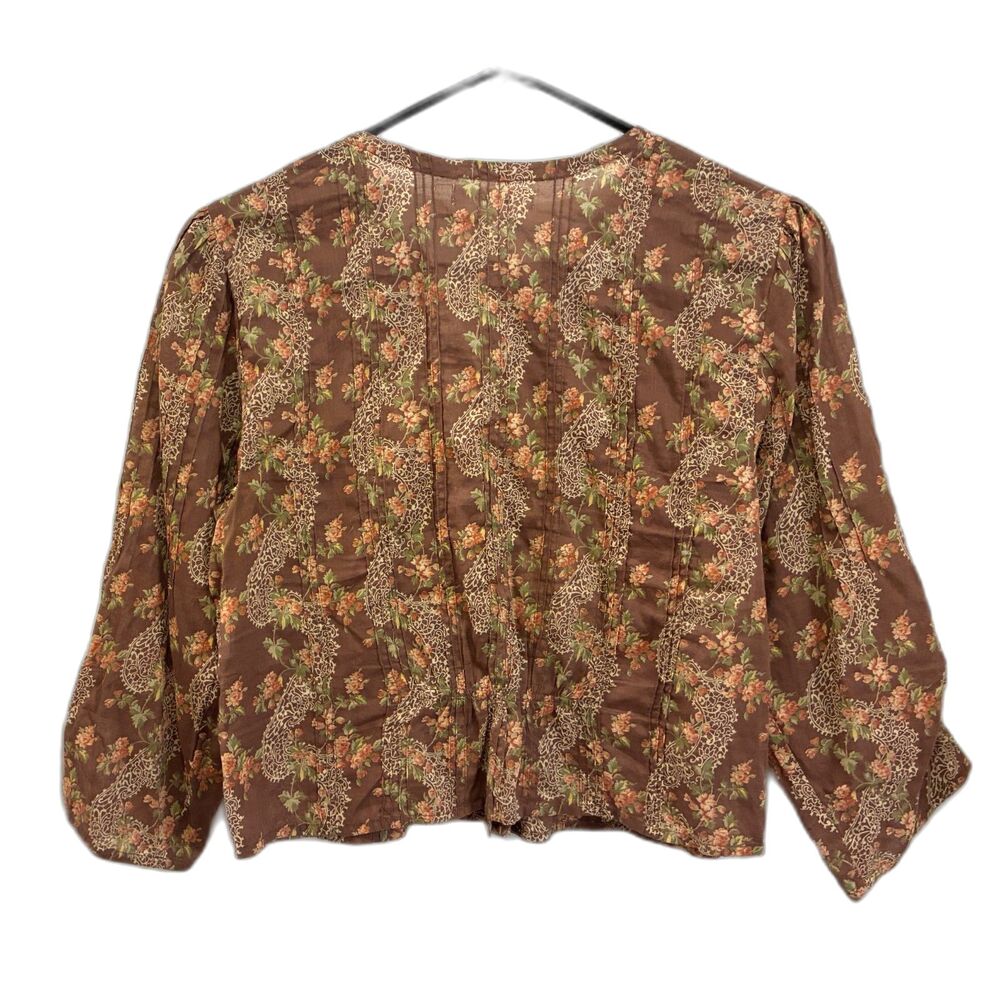 DOEN Brown Floral Button Up Shirt Top Blouse Women's Size XS - Picture 7 of 12